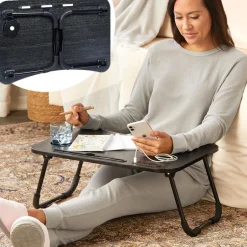 Folding Lap Desk With 4 USB-A Ports And Fan