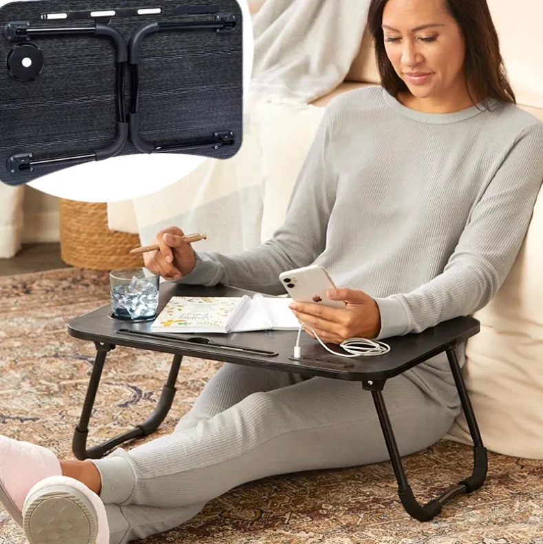 Folding Lap Desk With 4 USB-A Ports And Fan