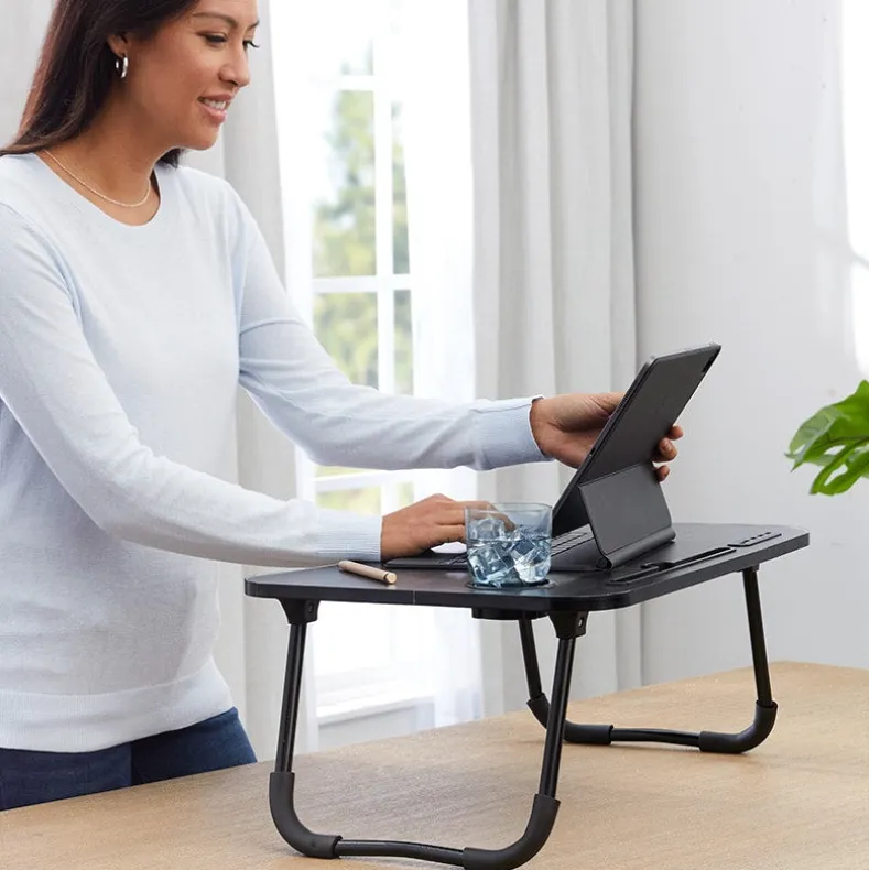 Folding Lap Desk With 4 USB-A Ports And Fan