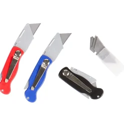 Folding Utility Knife Set of 3 Comfort Grip 10 Replacement Blades