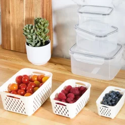 Food Storage Fridge Containers with Colanders Set of 3