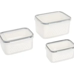 Food Storage Fridge Containers with Colanders Set of 3