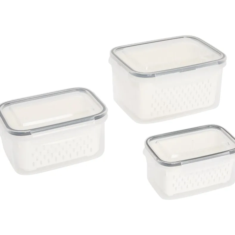 Food Storage Fridge Containers with Colanders Set of 3
