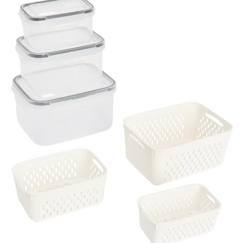Food Storage Fridge Containers with Colanders Set of 3