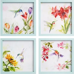 Framed Wall Art - Hummingbird, Butterfly, or Seashell Theme - 4 Pc