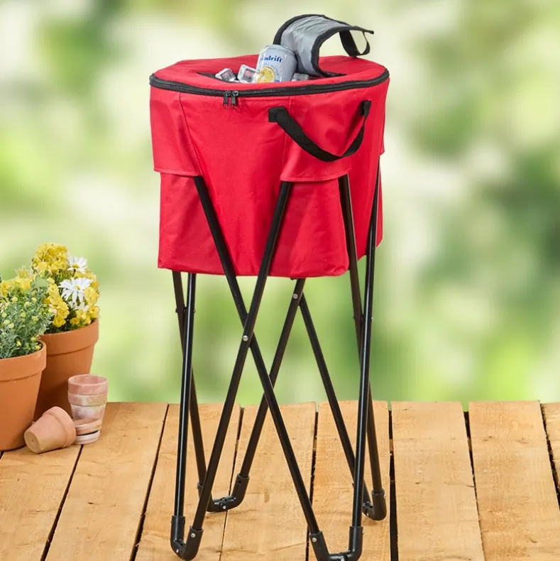 Freestanding Collapsible Insulated Portable Cooler for Drinks BBQ Party
