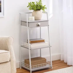 Freestanding Ladder Shelf with Drawer - 3 Shelves - 31"H