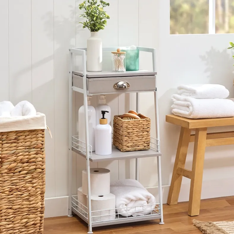 Freestanding Ladder Shelf with Drawer - 3 Shelves - 31"H