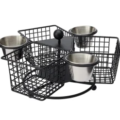 French Fry Basket with Dipping Cups - 3-Compartments - Rotates