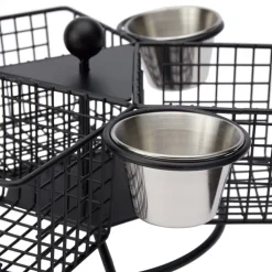 French Fry Basket with Dipping Cups - 3-Compartments - Rotates