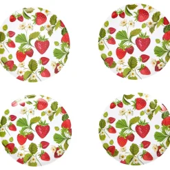 Fresh off the Vine Strawberry Pattern Plates or Beaded Wooden Serving Tray