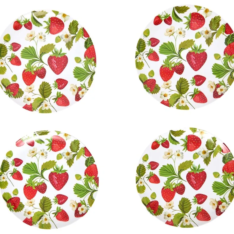 Fresh off the Vine Strawberry Pattern Plates or Beaded Wooden Serving Tray