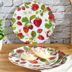 Fresh off the Vine Strawberry Pattern Plates or Beaded Wooden Serving Tray