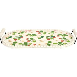 Fresh off the Vine Strawberry Pattern Plates or Beaded Wooden Serving Tray