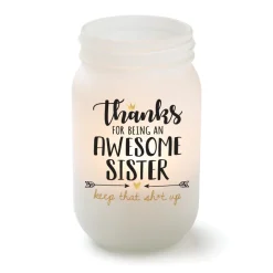 Frosted Mason Jar Votive Holder Awesome Sister