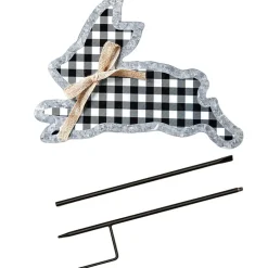 Galvanized Gingham Bunny Stake