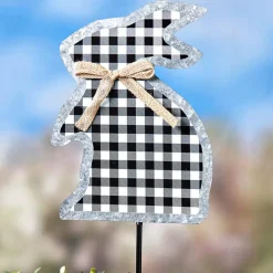 Galvanized Gingham Bunny Stake