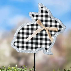 Galvanized Gingham Bunny Stake