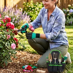 Garden Tool Set With Caddy - 9 Piece Set