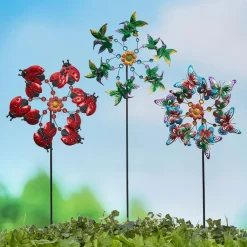 Garden Wind Spinner Stakes with Ladybug, Hummingbird, and Butterfly