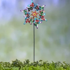 Garden Wind Spinner Stakes with Ladybug, Hummingbird, and Butterfly