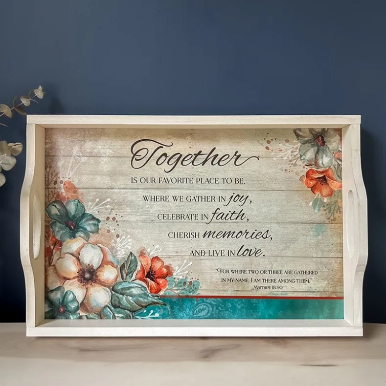 Gather Together Collection - Pie Plate, Wall Cross, Measuring Spoons, Tray