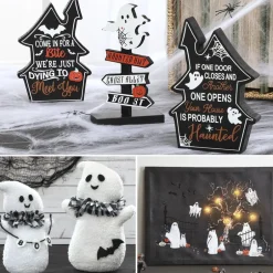 Ghosts Galore Halloween Tabletop Decor and Wall Art Bundle