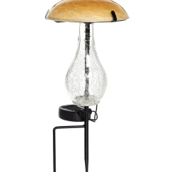 Golden Solar Mushroom Stake with Fairy Lights