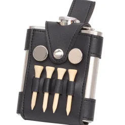Golfer's Flask - Leather Case, Tees and Divot Tool Included