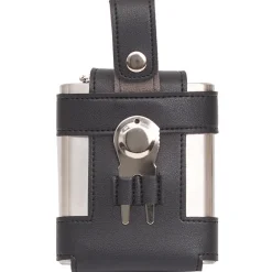 Golfer's Flask - Leather Case, Tees and Divot Tool Included