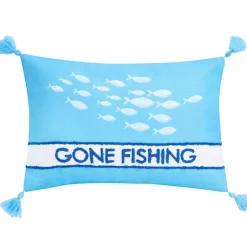 Gone to the Lake Embroidered Decorative Pillow