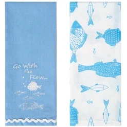 Gone to the Lake Embroidered Kitchen Towels, Set of 2