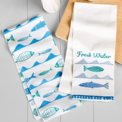 Gone to the Lake Embroidered Kitchen Towels, Set of 2