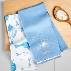 Gone to the Lake Embroidered Kitchen Towels, Set of 2