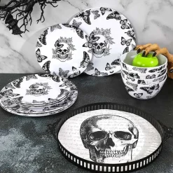 Gothic Elegance Halloween Butterfly and Skull Dinnerware Set