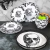 Gothic Elegance Halloween Skull Serving Tray
