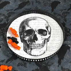 Gothic Elegance Halloween Skull Serving Tray