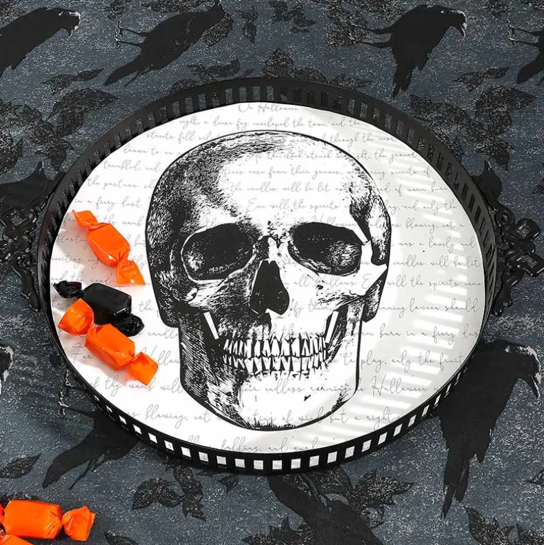 Gothic Elegance Halloween Skull Serving Tray