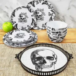 Gothic Elegance Halloween Skull Serving Tray