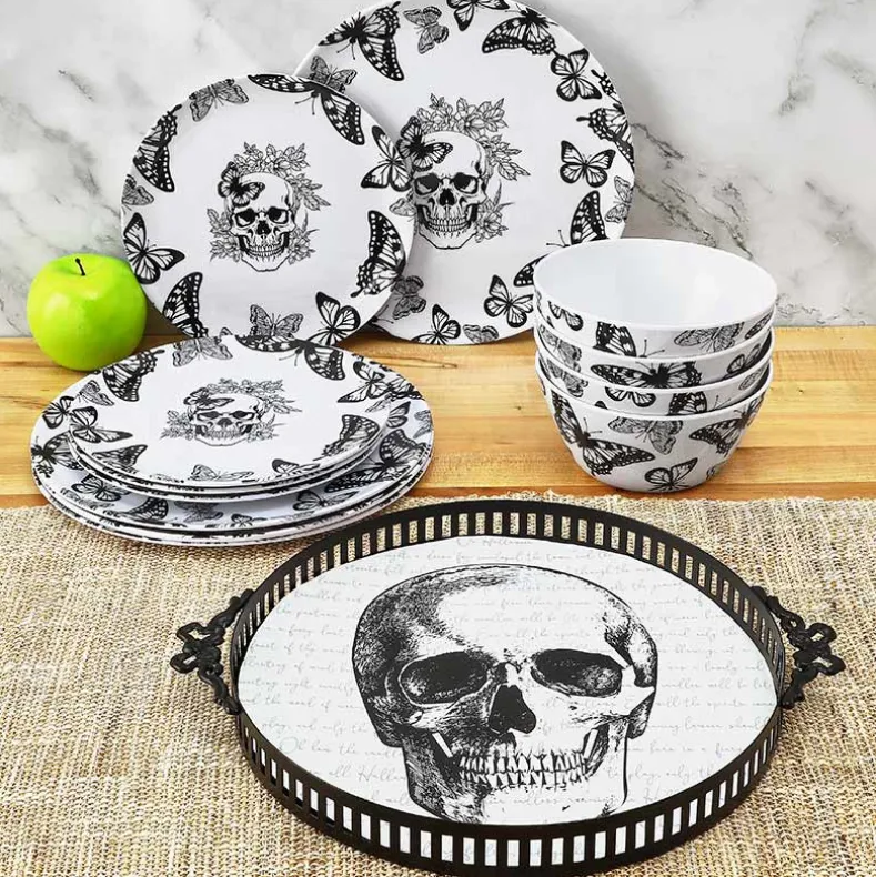 Gothic Elegance Halloween Skull Serving Tray