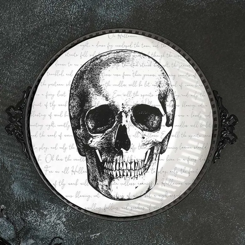 Gothic Elegance Halloween Skull Serving Tray