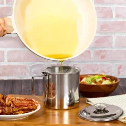 Grease Container with Removable Strainer Stainless Steel