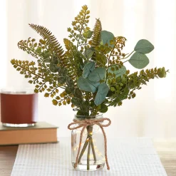 Greenery Mix Floral Vase Bouquet With Fairy Lights