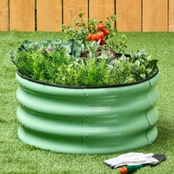 Green Galvanized Round Raised Garden Bed Kit