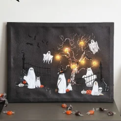 Halloween Canvas Wall Art Lighted Decor In Ghost Skeleton Or Reaper