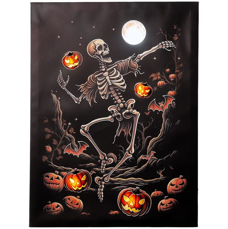 Halloween Canvas Wall Art Lighted Decor In Ghost Skeleton Or Reaper