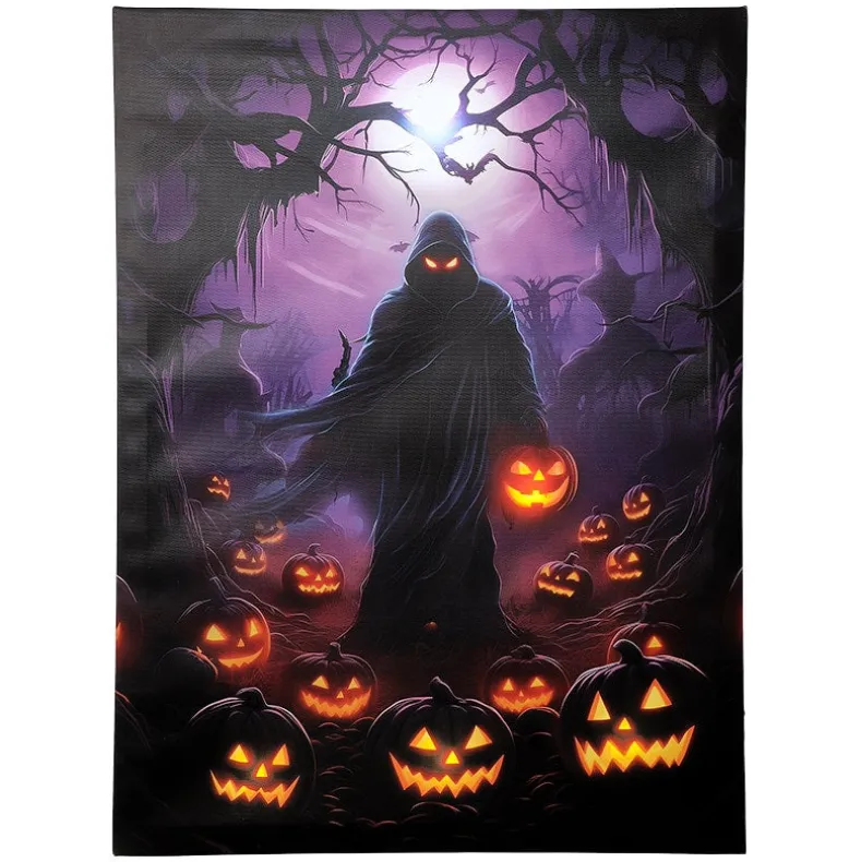 Halloween Canvas Wall Art Lighted Decor In Ghost Skeleton Or Reaper