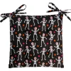Halloween Dancing Skeleton 16" x 16" Chair Pad with Ties