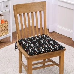 Halloween Dancing Skeleton 16" x 16" Chair Pad with Ties