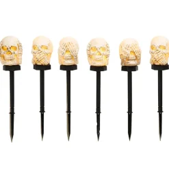 Halloween Hear, See and Speak No Evil Skull Solar Stakes - Set of 3